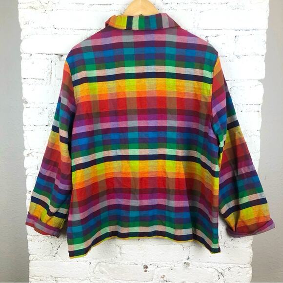 Vintage 90’s Rainbow Plaid Chore Jacket - Picture 5 of 6